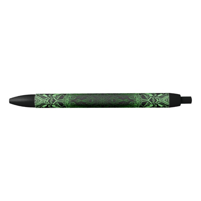 Green Kaleidoscope Black Ink Pen (Front)