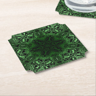 Green Kaleidoscope Paper Coaster