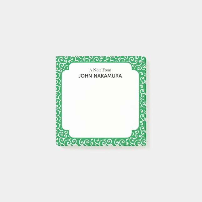 Green Karakusa Japanese Vine Pattern Post-it Notes (Front)