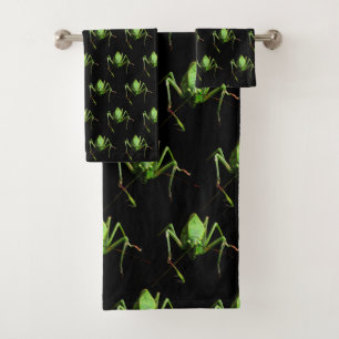 Green Katydid Pattern Bath Towel Set