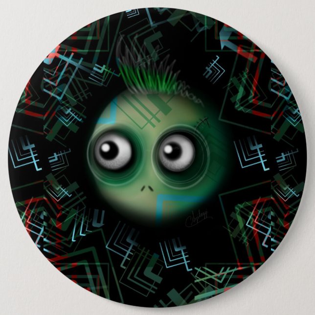 Green Kawaii Monster 6 Cm Round Badge (Front)