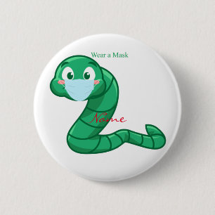 Green Kawaii Worm Thunder_Cove 6 Cm Round Badge