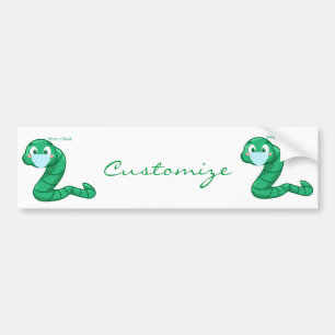 Green Kawaii Worm Thunder_Cove Bumper Sticker