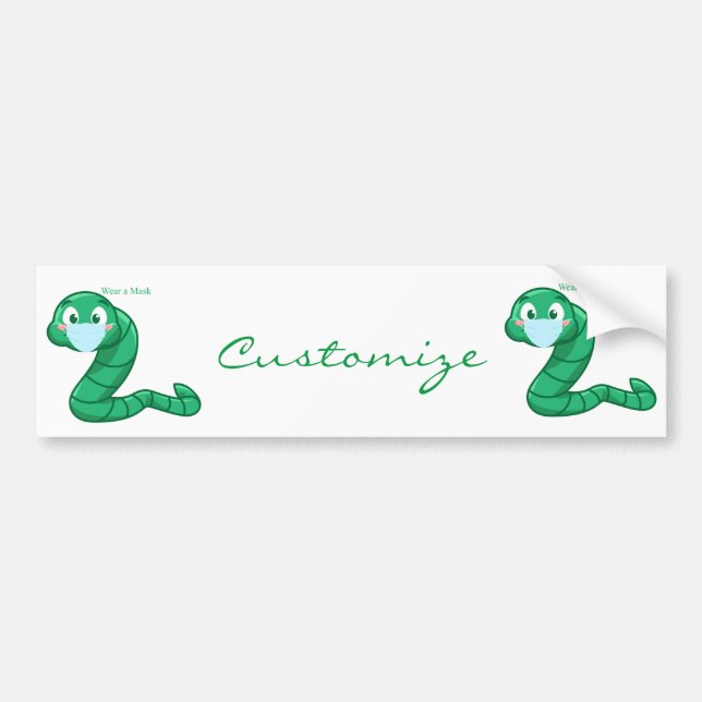 Green Kawaii Worm Thunder_Cove Bumper Sticker (Front)