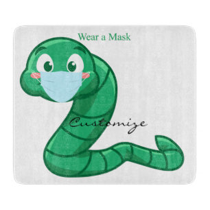 Green Kawaii Worm Thunder_Cove Cutting Board
