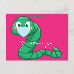 Green Kawaii Worm Thunder_Cove Postcard
