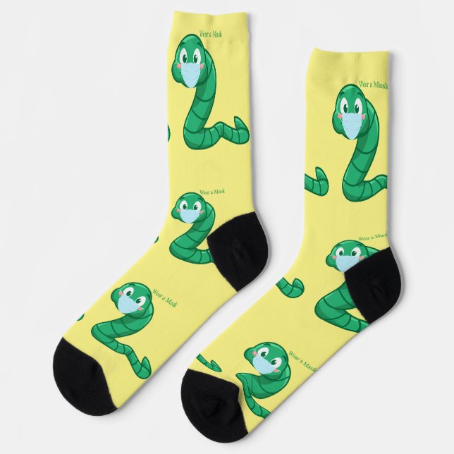 Green Kawaii Worm Thunder_Cove Socks (Left)