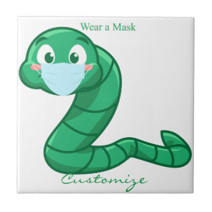 Green Kawaii Worm Thunder_Cove Tile