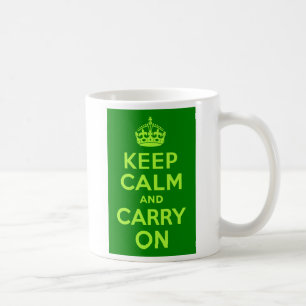 Green Keep Calm and Carry On Coffee Mug