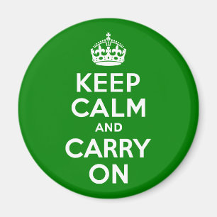 Green Keep Calm and Carry On Magnet