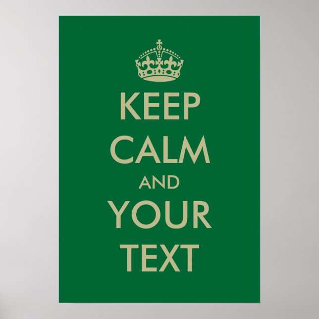 Green keep calm poster template | Customisable (Front)