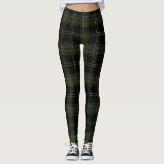 Green Kelp, Black, Hunter Green Colours Tartan Leggings