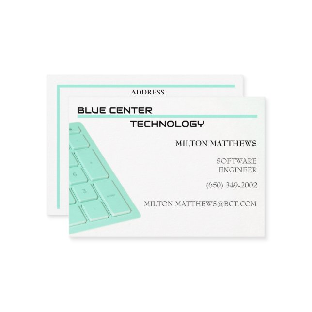  Green Keyboard Information Technology Business Card (Front/Back In Situ)