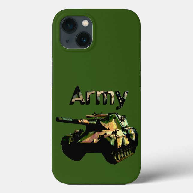 Green Khaki Army Tank, iPhone 13 Case  (Back)
