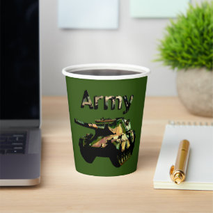 Green Khaki Army Tank, Paper Party Cups