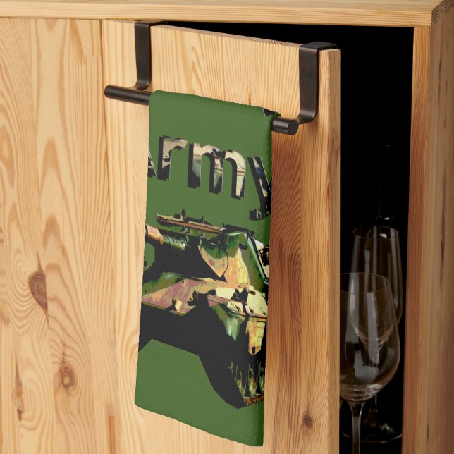 Green Khaki Army Tank, Tea Towel (Thirds Fold)