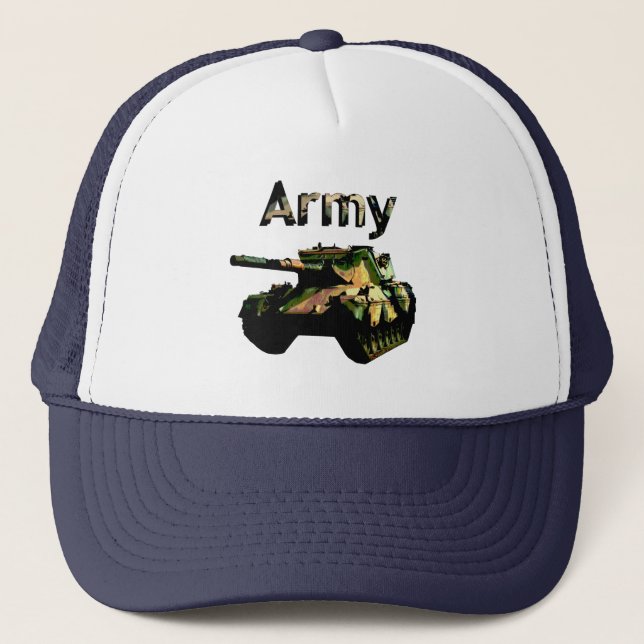 Green Khaki Army Tank, Truckers Hat (Front)