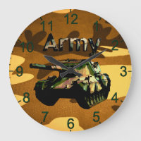 Green Khaki Army Tank, Wall Clock
