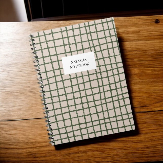 Green Khaki Check Pattern Notebook Stationery (Creator Uploaded)