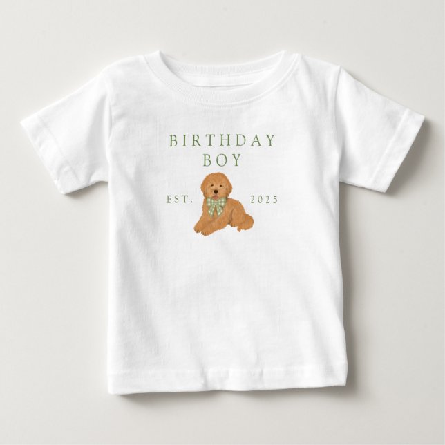 Green Kids Birthday Goldendoodle Puppy Birthday Baby T-Shirt (Front)