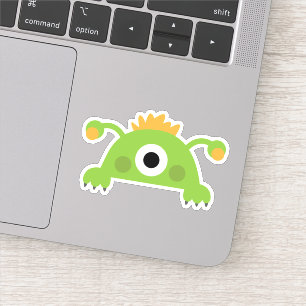 Green Kid's Cartoon Monster Die Cut Sticker Decal