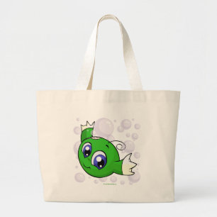Green Kiko swishing through Kiko Lake Large Tote Bag