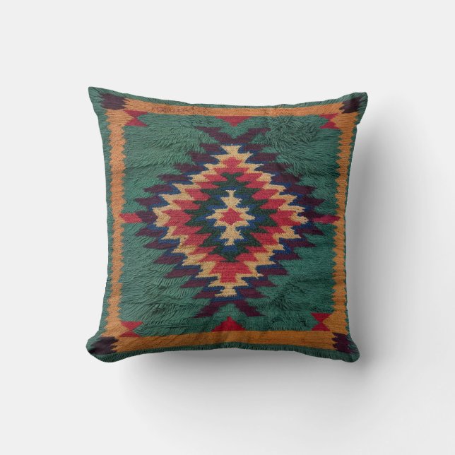 Green Kilim Lumbar Pillows: Perfect for Comfort  Cushion (Front)