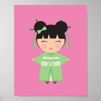 Green Kimono Japanese Doll