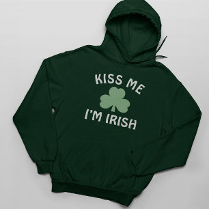 Green Kiss Me I am Irish St Patricks Day Hoodie