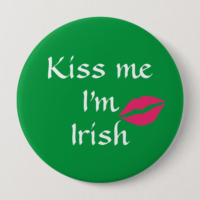 Green Kiss Me I'm Irish Button (Front)