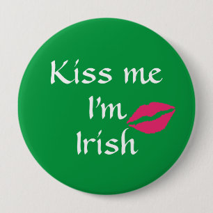Green Kiss Me I'm Irish Button