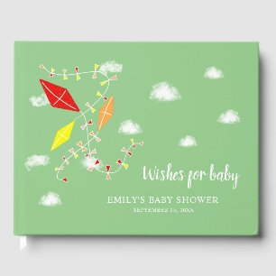 Green Kites Baby Shower Wishes for Baby Guest Book