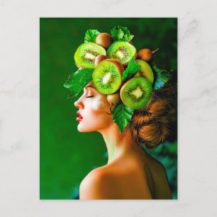 Green Kiwi Crown with Fresh Style Holiday Postcard