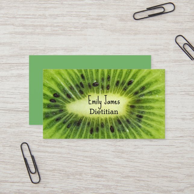 Green kiwi fruit business card (Front/Back In Situ)