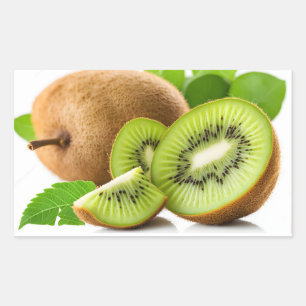 Green kiwi fruit rectangular sticker