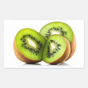Green kiwi fruit rectangular sticker