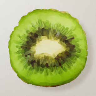 Green Kiwi Fruit Round Cushion