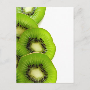 Green Kiwi Fruit Slices - Fruit Print Postcard