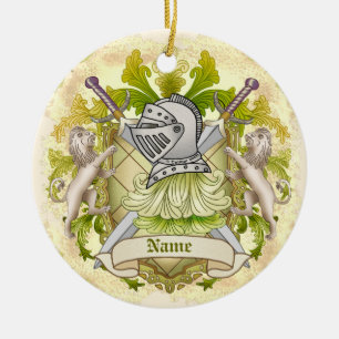 Green Knight Family Crest Surname Ceramic Tree Decoration