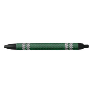 Green Knit-look Stripe Pattern Black Ink Pen
