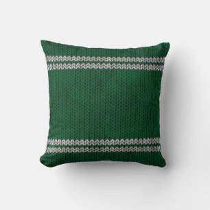 Green Knit-look Stripe Pattern Cushion
