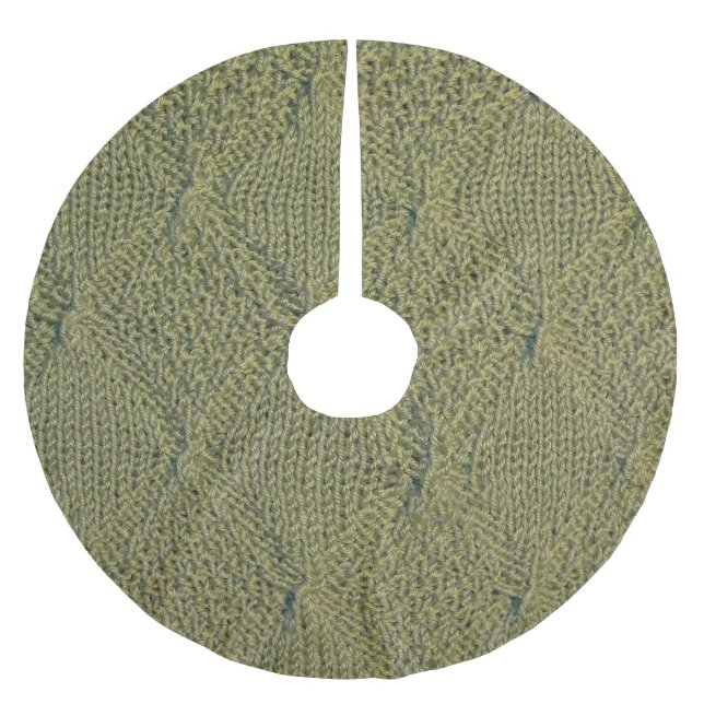 Green knitted fabric: close-up texture brushed polyester tree skirt (Front)
