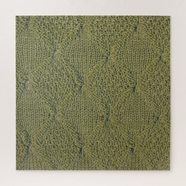 Green knitted fabric: close-up texture jigsaw puzzle (Vertical)