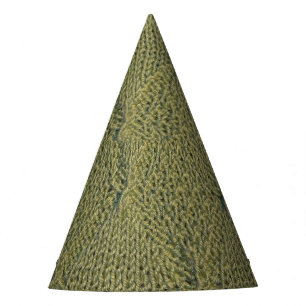 Green knitted fabric: close-up texture party hat