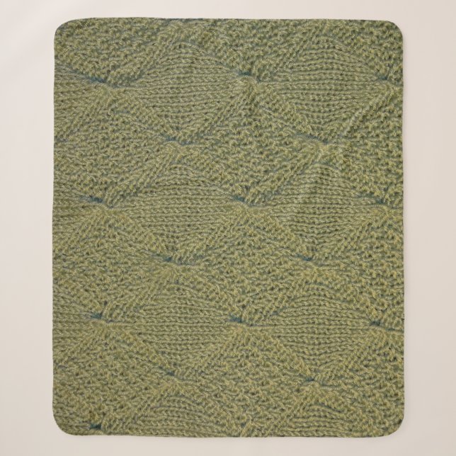 Green knitted fabric: close-up texture sherpa blanket (Front)