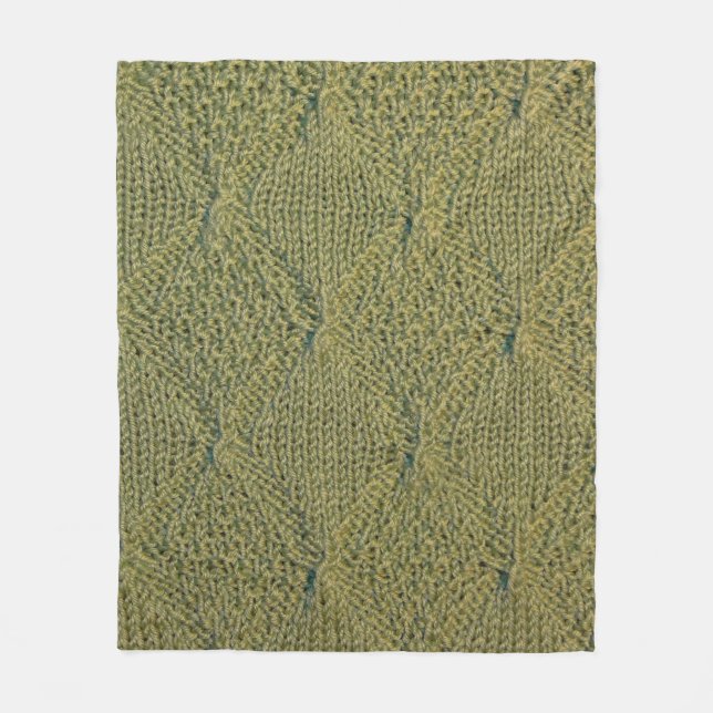 green knitted fabric, knitted texture green fabric fleece blanket (Front)