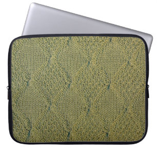 green knitted fabric, knitted texture green fabric laptop sleeve
