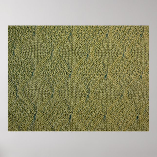 green knitted fabric, knitted texture green fabric poster (Front)