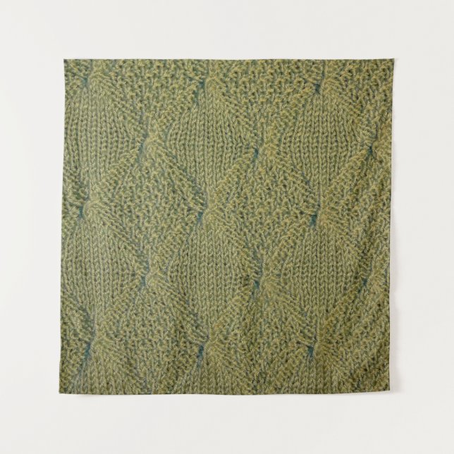 green knitted fabric, knitted texture green fabric tapestry (Front)