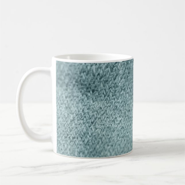 Green Knitted Texture: Trendy Background Coffee Mug (Left)